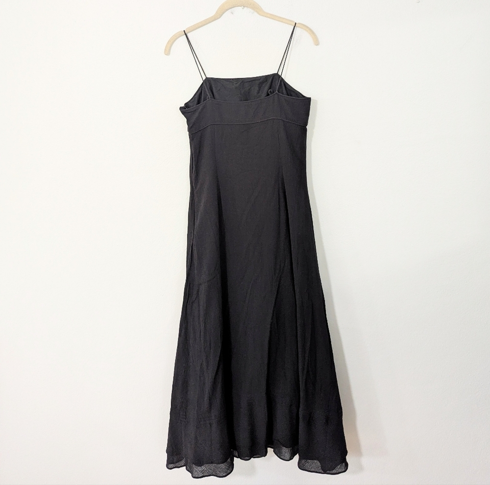 Vintage Express Babydoll Gauzy Midi Dress Square Neck Tiered Black Medium M - Picture 9 of 9